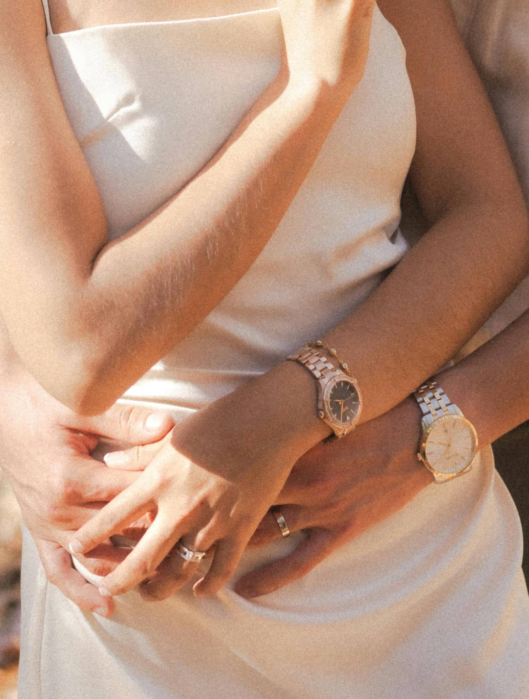 A man and woman hugging