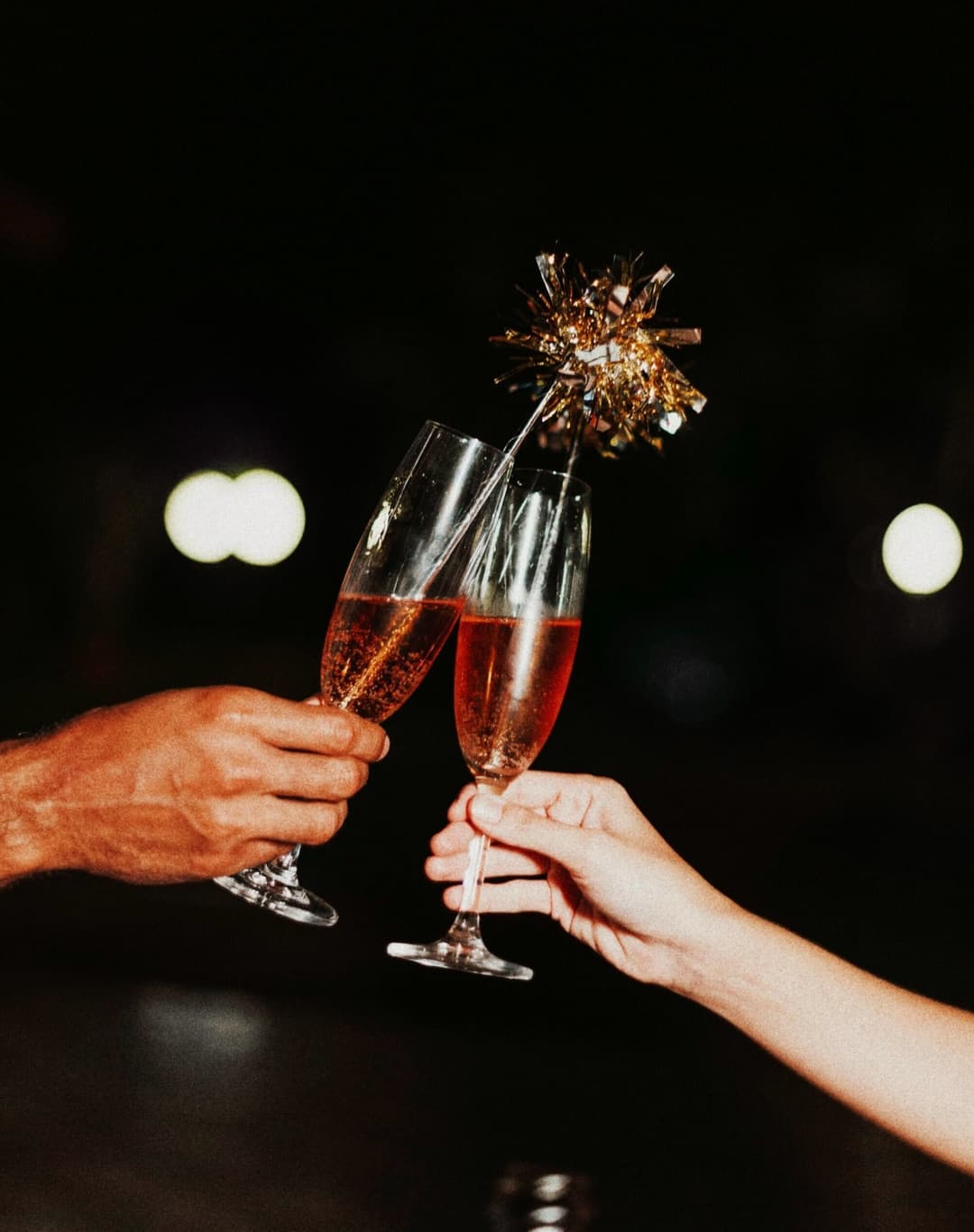 Champagne glasses clinking